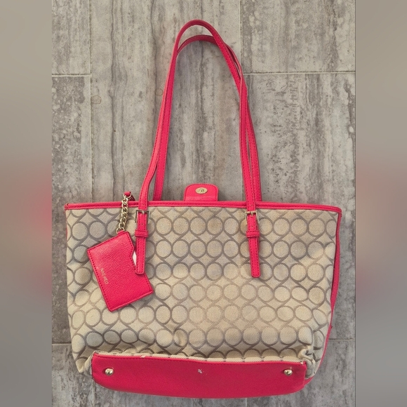 Nine West Pink and Cream Tote Bag with Dual Handles - Picture 5 of 14